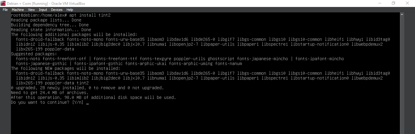 Running 'apt install tint2'
